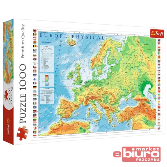 PUZZLE 1000 MAPA FIZYCZNA EUROPY 10605 TREFL Sklep Papierniczy Online